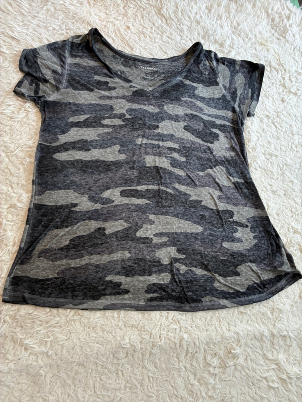 Lucky Brand 1x Camo Burnout Tee